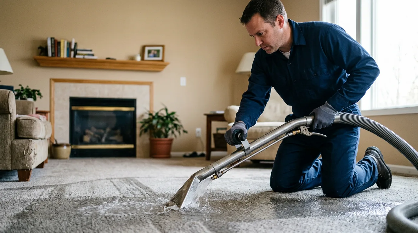 Water damage restoration technician working near Dos Palos, CA